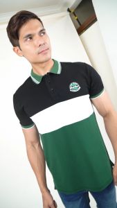 Forest Soft Pique Cotton Colour Block Short Sleeve Cut & Sew Polo T Shirt | T Shirt Lelaki - 621329