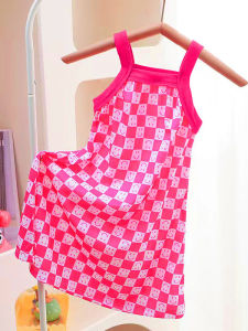 Summer New Childrens Sleeveless Floral Ice Silk Princess Dress