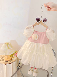 Princess Style Summer Dress for Girls Baby Girls Clothing Cotton Polyester Blend Breathable Short Sleeve A-Line Skirt