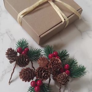 10pcs Mini Artificial Pine Needles Christmas Pine Cone Bell Pine Cone Artificial Pine Artificial Flower Holly Branch Xmas Decor