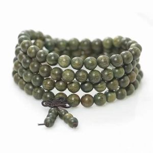 Vòng Tay Gỗ Đàn Hương Xanh Tự Nhiên Thủ Công 108 Hạt Cho Nam Phụ Kiện Trang Sức Thời Trang Dân Tộc Không Đính