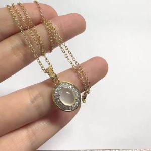 Huitan Gold Color Oval Pendant Necklace for Women Wedding Party Fashion Accessories Inlaid Bright CZ Versatile Luxury Jewelry