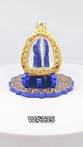 W#335 ตลับพระ/กรอบพระไมคอนทองล้วนฝังพลอยรอบ ขนาดวงใน 2.7x3.0 ซม. พิมพ์ปิดตาหรือขนาดใกล้เคียง <<ขนาดที่ใส่สวย 2.3x2.7 ซม>>