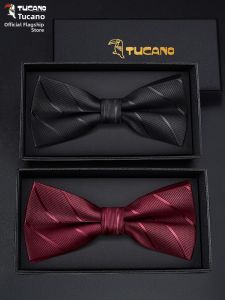 TUCANO | Wedding Bow Tie for Groom Best Man Black Burgundy Blue