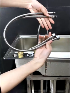 JMALL Stainless Steel FLEXIBLE Hose Pipe Mixer Outlet Hot & Cold water Bib Tap for Faucet Kitchen Bathroom Basin (60cm)