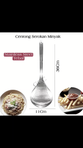 Centong Saring Minyak Stainless Steel Tebal 36cm - Alat Dapur Multifungsi