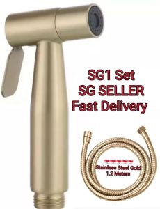 🇸🇬SG Seller 🇸🇬 STAINLESS STEEL BIDET SPRAY SET TOILET HAND SPRAYER HOSE KIT Gold