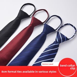 No-Tie Easy Clip Black Slim Korean Style Suit Tie