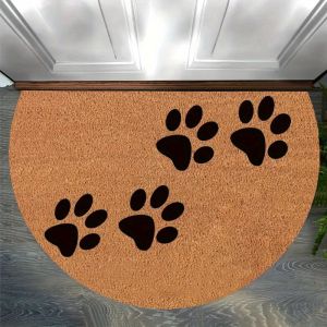 VIKAMA Paw Print Doormat Durable Easy Clean Machine Washable Semi Circular Rug Entrance Hall Bathroom Decorative Floor Mat