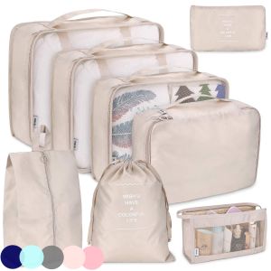 8/6Pcs Travel Organizer Set Folding Storage Bags Wardrobe Cube Suitcase Packing Luggage for Clothes & Shoes