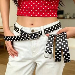 Trendy Vintage Polk Dot Women Belts Y2K Girls Pin Buckle Belt Waistband Jeans Belts PU Leather Waist Strap