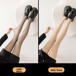 JIAZINI | Thickened Black Stockings Womens Autumn Winter Spring Naked Sensation False Transparency Meat Thick Velvet Double Layer Black Skin Tight Pantyhose