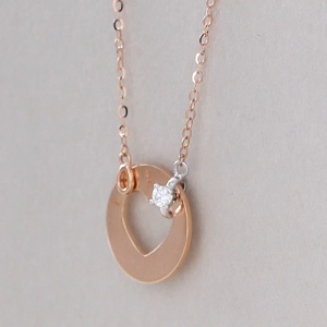 Chow Sang Sang 周生生 Minty Collection 18K Gold Love Heart with Diamond Hoop Necklace 47cm 92101N FLASH SALE