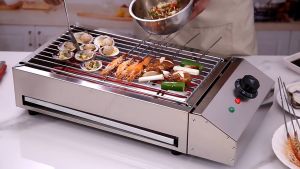 2800W Stainless Steel Electric Barbecue Grill Commercial Indoor BBQ Grill Electric Barbecue Grill Stainless Steel Smokeless Heavy Duty For Meat Vegetable Roasting Machine 220V PH