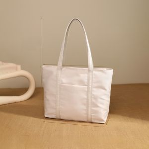 Waterproof Nylon Canvas Tote Bag Large Capacity Single Shoulder Handbag for Women Lightweight 16 Inch Laptop Bag Commuter Tote