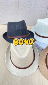 หมวกสาน ทรงปานามาแต่งคาดเข็มขัด สินค้าพร้อมส่งจากไทย B040