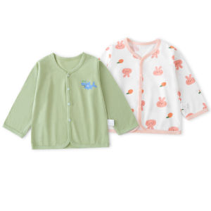 Baby Boy Summer Lightweight Cotton Sun Protection Jacket Pure Cotton Long Sleeve V-Neck Button-Up Casual Shirt for Infants