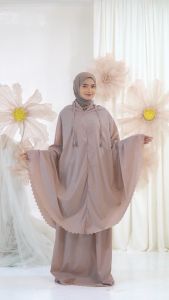 MUKENA POLOS DEWASA TRAVEL MINI 2IN1 LASER CUT PARASUT KOREA AMARA