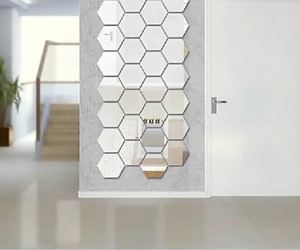 12Pc 3D Hexagon Acrylic Mirror Wall Stickers Aesthetic DIY Art Home Decor Living Room Decorative Tile Stickers Gold Silver red