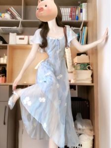 CHANGTONG | Elegant Floral Print Waist Cincher Dress