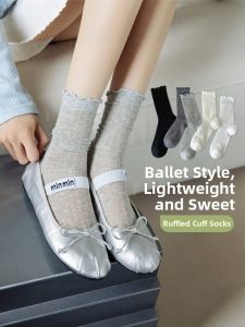 JIFANPAUL | Vớ Bèo Nhún Mùa Hè Phong Cách Ballet Cotton Thun Nữ Trắng