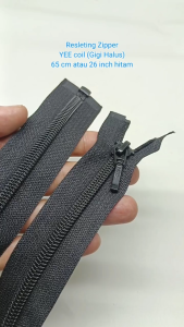 Resleting Zipper Jaket Type Gigi Coil Merek YEE Panjang 65 cm Atau 26 inch Warna Hitam Buka - Lepas Open - End Harga Per Biji