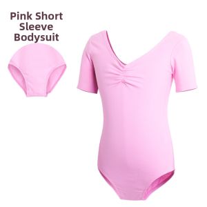 Childrens Ballet Dance Practice Suit Short Sleeve Leotard Gymnastics Outfit White Dance Costume Girls Summer Dancewear