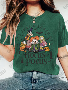 Halloween Witch Disney Mickey Mouse Pluto Graphic Print T-shirt For Women Summer Short Sleeve Tees Fashion Casual Streetwear Top