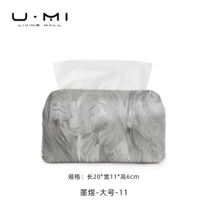 U Mi LIVING Luxury Nordic Abstract Texture Oil Painting Tissue Box Drawstring Fabric Home Decorative Tissue Holder