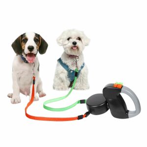 HATELI Retractable Leash for Two Dogs Pet Double-headed Reflective Traction Rope Automatic One for Two Double-headed Dogs Puppy Lead Dog Leash Strong and Reliable Dog Supplies 3Meters