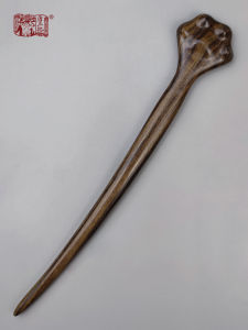 Cute Heart-Shaped Black Ebony Fat Paw Hairpin Simple Modern New Chinese Style Wood Hairpin Fashionable Accessory for Women