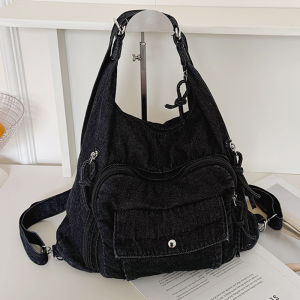 Túi Đeo Chéo Denim Phong Cách Lười Biếng Cao Cấp 2025 Túi Đeo Vai Đơn Đa Năng Cho Học Sinh Túi Tote Bằng Vải Cotton Pha Polyester
