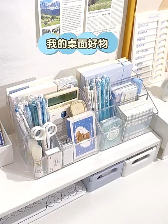 Transparent Pen Holder ins Desktop Stationery Storage Box Transparent ...