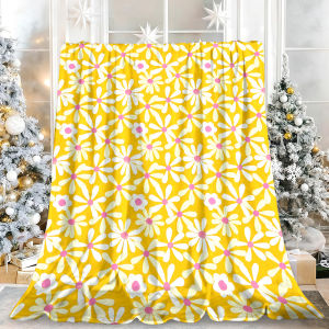 Beast Kingdom | Orange Floral Pattern Machine Washable Quick Drying Super Soft Fuzzy Blanket Ideal Christmas Halloween Gift for Women Men Kids