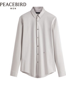 Peacebird Mens Business Inner Shirt Cotton Long Sleeve Standard Fit Youth Trend Autumn New Arrival B1CAE1X25