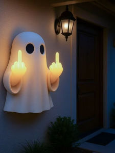 Halloween Glowing Middle Finger Ghost Night Light Pumpkin Decoration Scary Atmosphere Setup LED Light Pumpkin Ornament