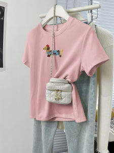 Blue Dog Print Casual Short Sleeve T-Shirt Womens Summer Design Loose Fit Top New 2026 Fashion Trend Cotton Polyester Blend