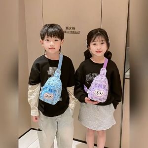 (SG Seller) Kawaii Labubu Messenger Bag Children Crossbody Bag Cartoon Cute Primary School Backpack The Monster Labubu Kindergarten Gifts