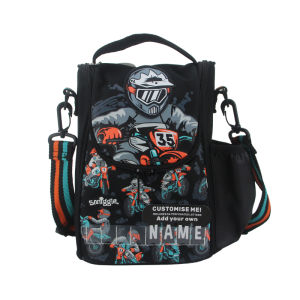 smiggle Childrens lunch bag Black motorcycle crossbody bag shoulder bags boys picnic bag fruit lunchbox 9 inches