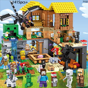 Trendy Treasure World Building Blocks Village House Assembly Toy for Boys Minecraft Themed Cave Dragon Model Construction Kit