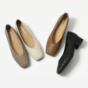 MIOLLIBARN | Breathable Soft Sole Weaved Low Cut Mid Heel Womens Loafers