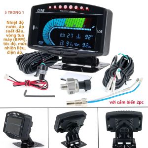 Hệ Thống Giám Sát Xe Hơi 5 Trong 1 Nâng Cấp Với Đồng Hồ LCD Hiển Thị Nhiệt Độ Nước Đồng Hồ Đo Điện Áp Mức Nhiên Liệu Áp Suất Dầu Tua Máy 12V/24V