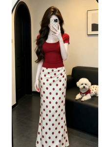 LIRUSHAN | Summer Elegant Polka Dot Long Skirt Dress