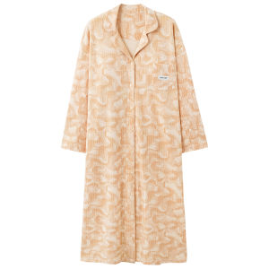 MiiOW | Pure Cotton Ladies Sleepwear Cardigan Shirt Collar Long Sleeve Long Dress Home Clothes Spring Autumn Summer For Young Women