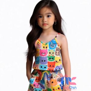 ✅ ALTHEA ™️🔖 ASSORTED KIDS TERNO PAMBAHAY Spaghetti SANDO and SHORT Cartoon Print Set Terno for Kids Girls Clothes | damit pambata spagheti tirno cloths 1 to 12  3 - 4 5 - 6 7 - 8 9 up Sando Short Pair Spag Ternos for Kid | cod free shipping - Ming Chin