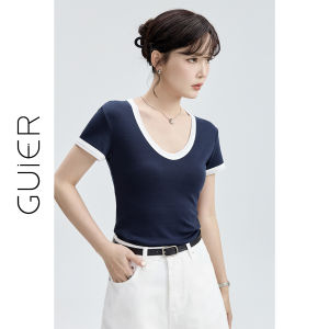 Áo Thun Nữ T-Shirt Tay Ngắn V-Neck Slim Fit Màu Khối