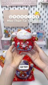 Hũ tiết kiệm mèo thần tài kèm thảm Maneki Neko mèo vẫy tài lộctrang trí nhà cửatặng khai trương-Life Style 4U