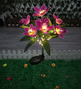 1pc Artificial Flower Lawn Lights 7-head Solar Orchid Lights for Patio Yard Garden Christmas Decoration LED Solar Ground Lights