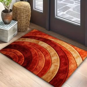 Thảm Trải Sàn Màu Đỏ Cam Hiện Đại Chống Trơn Trượt Bằng Vải Polyester Cho Phòng Tắm Phòng Khách Phòng Ngủ Ngoài Trời - Chống Phai Màu