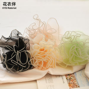 Korean Style Lotus Leaf Mesh Pearl Wave Net Fresh Flower Floral Decorative Packaging Ribbon Pure Color Wave Decoration